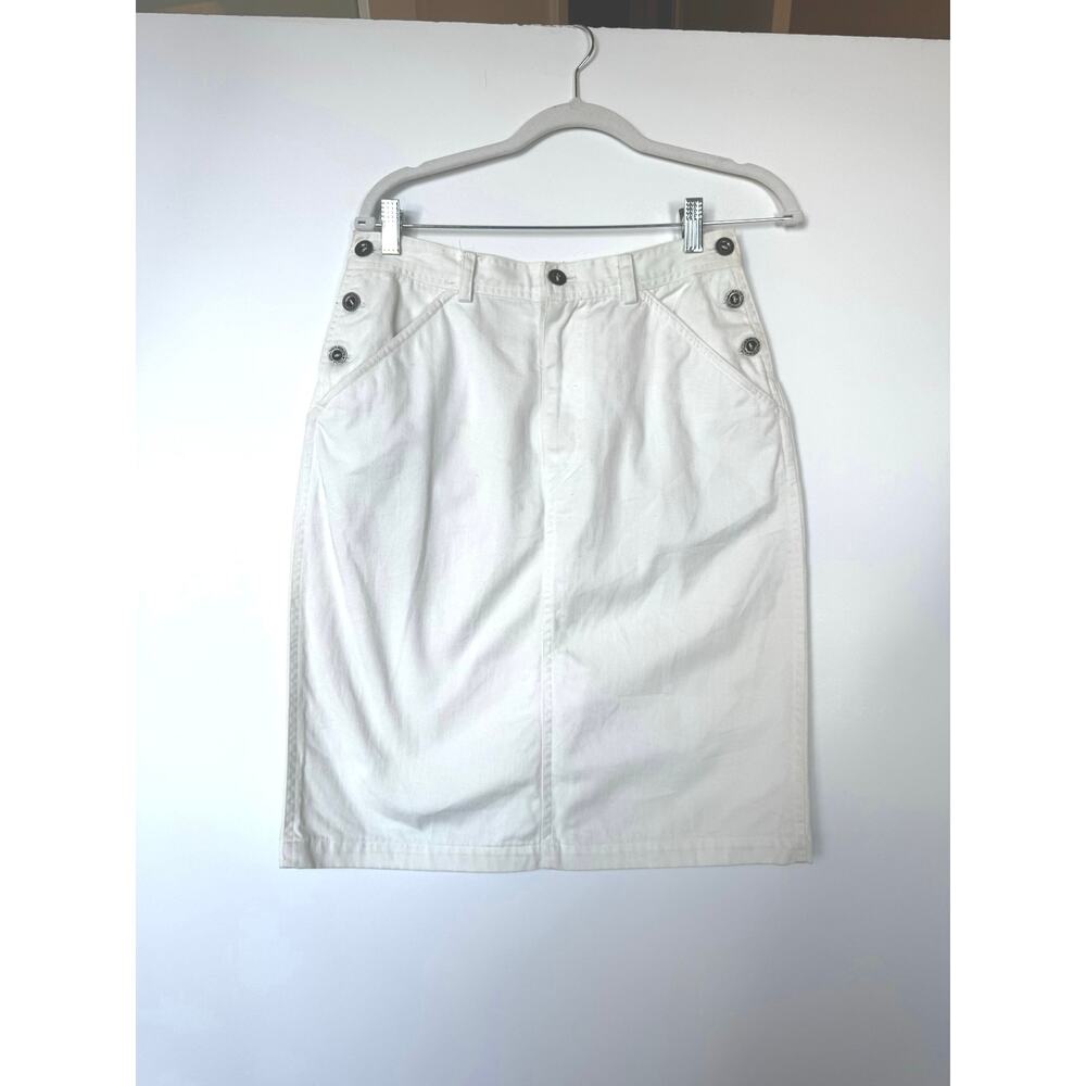 Vintage Polo Ralph Lauren cream Denim Skirt Made USA Authentic Dungarees small